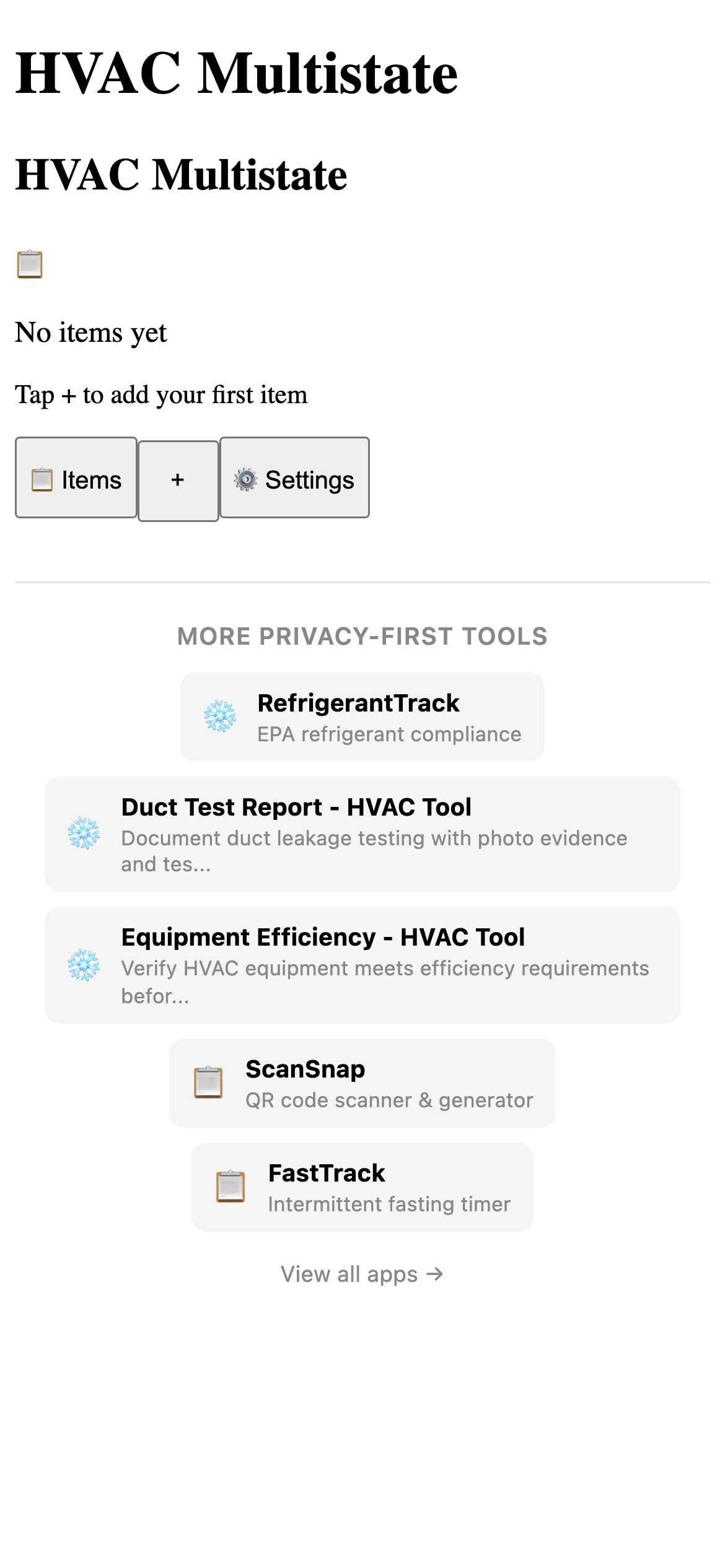 HVAC Multistate - HVAC Tool Pro feature detail
